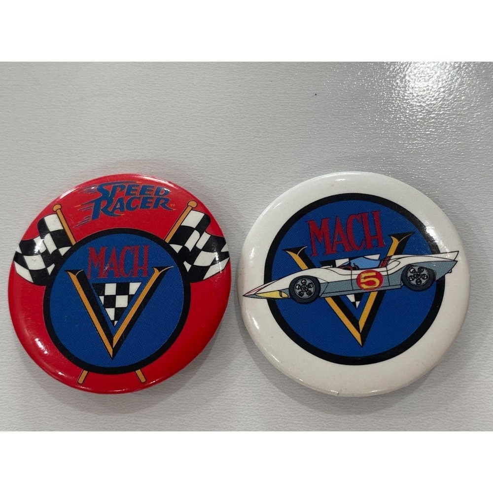 Vintage 80's Speed Racer Mach Bundle of 2 Pins Buttons Pinbacks